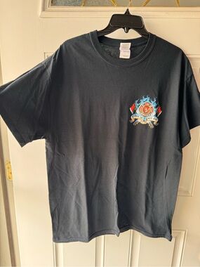 Men's Black Graphic Firefighter Logo Tee. LG